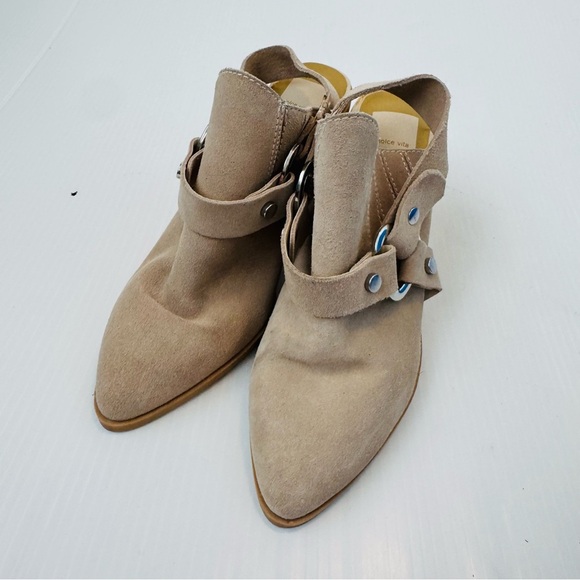 Dolce Vita Rango western style suede mules tan/cream size 11 stacked heel - Picture 6 of 14